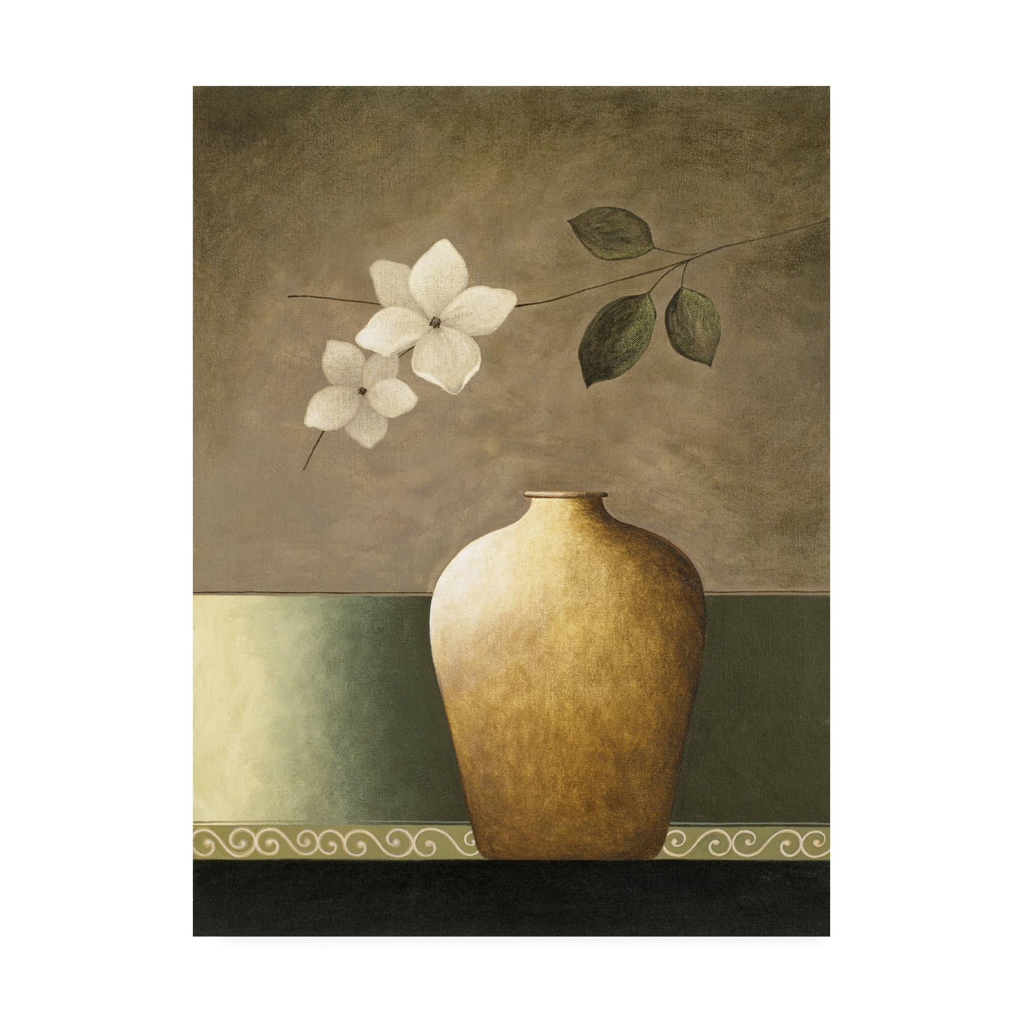 Trademark Fine Art 'Flower Stem Over Tan Vase' Canvas Art by Pablo Esteban