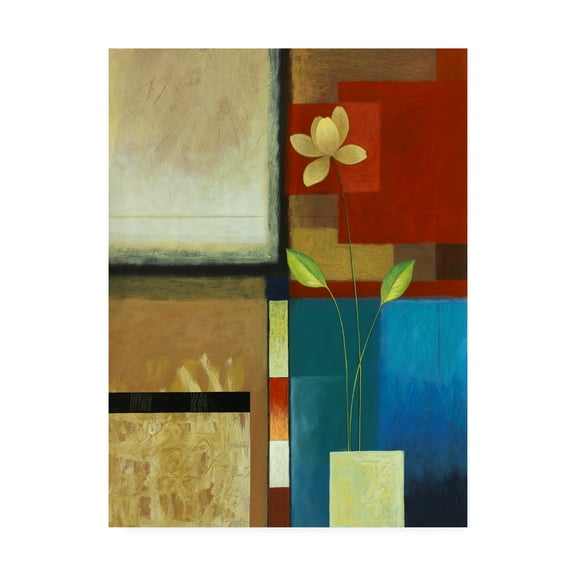 Trademark Fine Art 'Flower With Red And Blue Squares' Canvas Art by Pablo Esteban