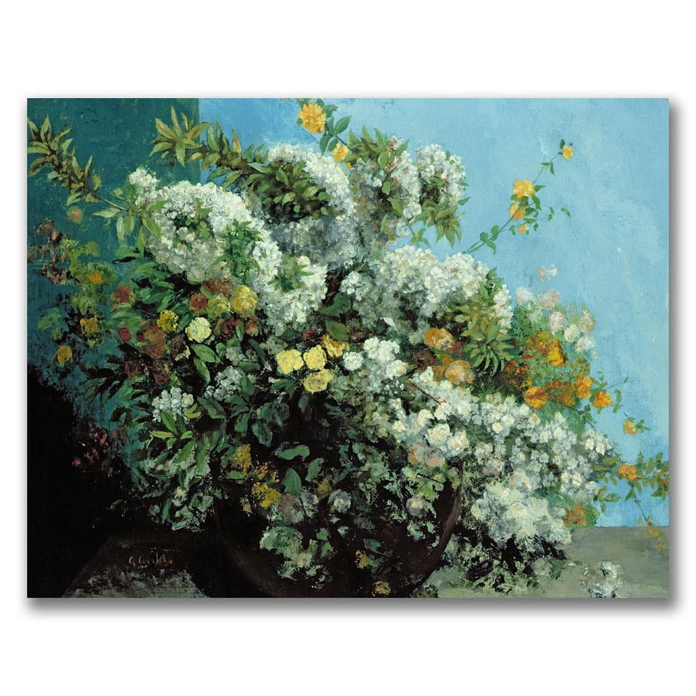 Trademark Fine Art "Flowering Branches And Flowers" Canvas Wall Art by Gustave Courbet