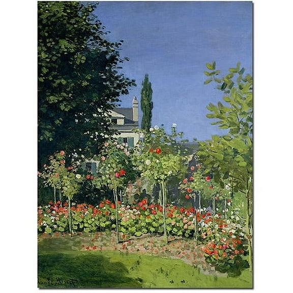Trademark Fine Art "Flowering Garden at Sainte-Adresse 1866" Canvas Art by Claude Monet