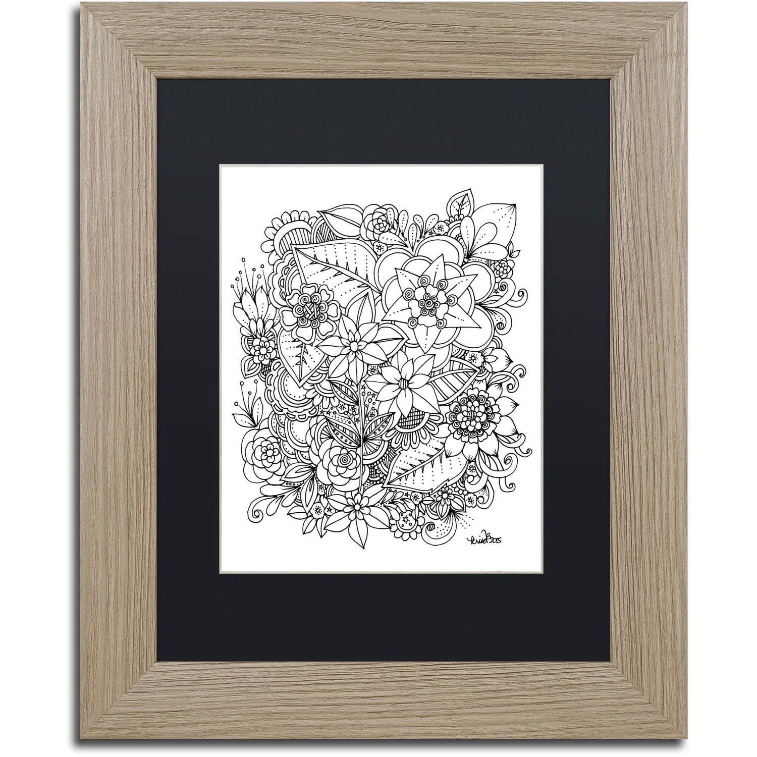 Trademark Fine Art "Flowers 2" Canvas Art by KCDoodleArt Black Matte, Birch Frame