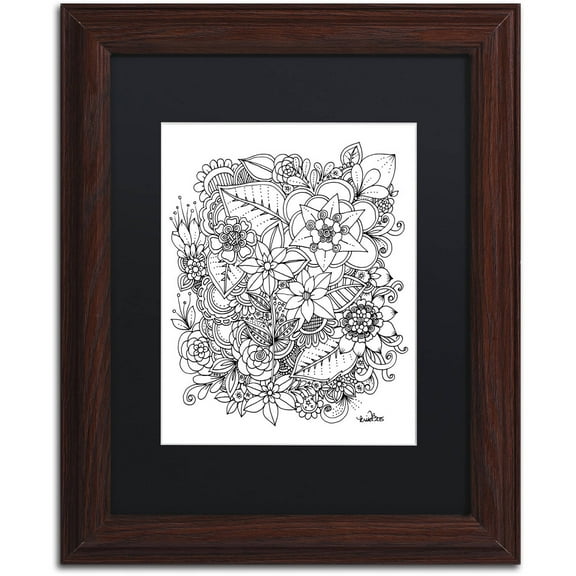 Trademark Fine Art "Flowers 2" Canvas Art by KCDoodleArt Black Matte, Wood Frame