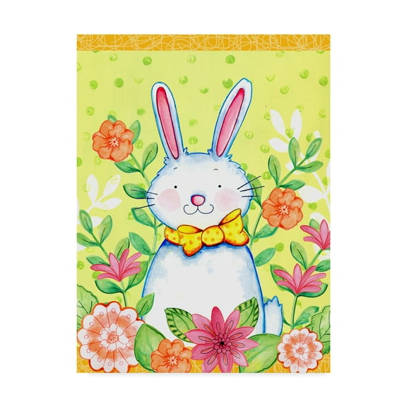 Trademark Fine Art 'Flowers And Bunny' Canvas Art by Valarie Wade