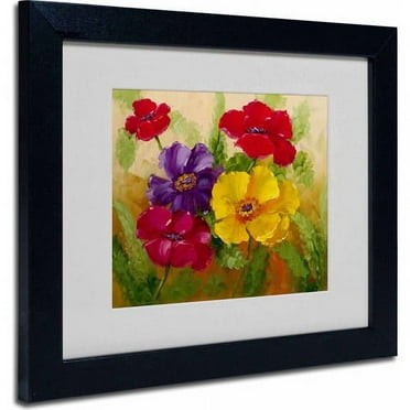Trademark Fine Art "Flowers" Canvas Art by Rio, Black Frame