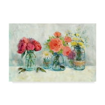 Trademark Fine Art 'Flowers In Mason Jars' Canvas Art by Marietta Cohen Art And Design