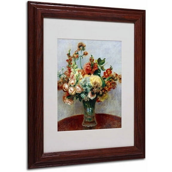 Trademark Fine Art "Flowers In a Vase 1898" Canvas Art by Pierre Renoir, Wood Frame
