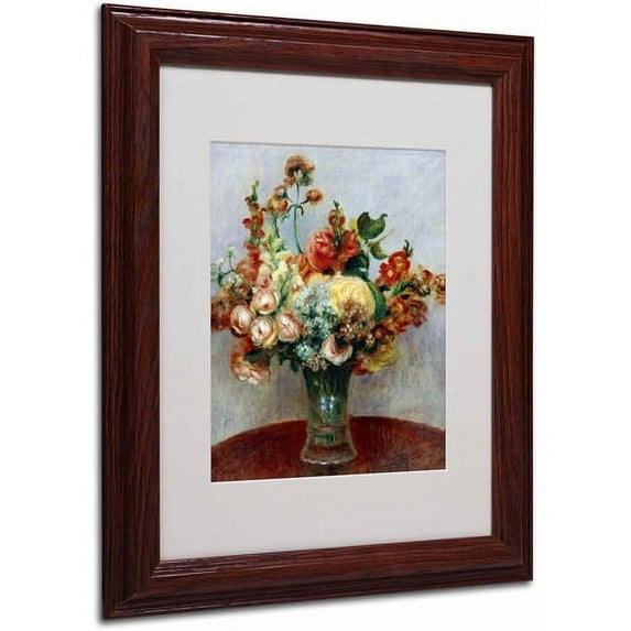 Trademark Fine Art "Flowers In a Vase 1898" Canvas Art by Pierre Renoir, Wood Frame