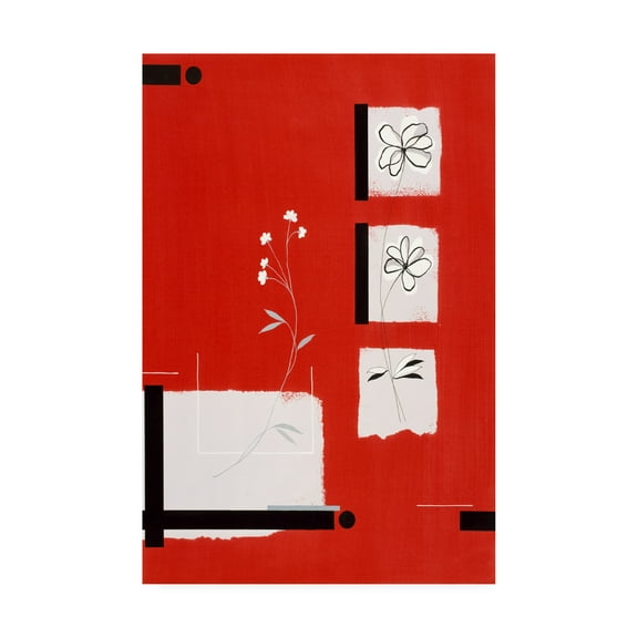 Trademark Fine Art 'Flowers On Red Background' Canvas Art by Pablo Esteban