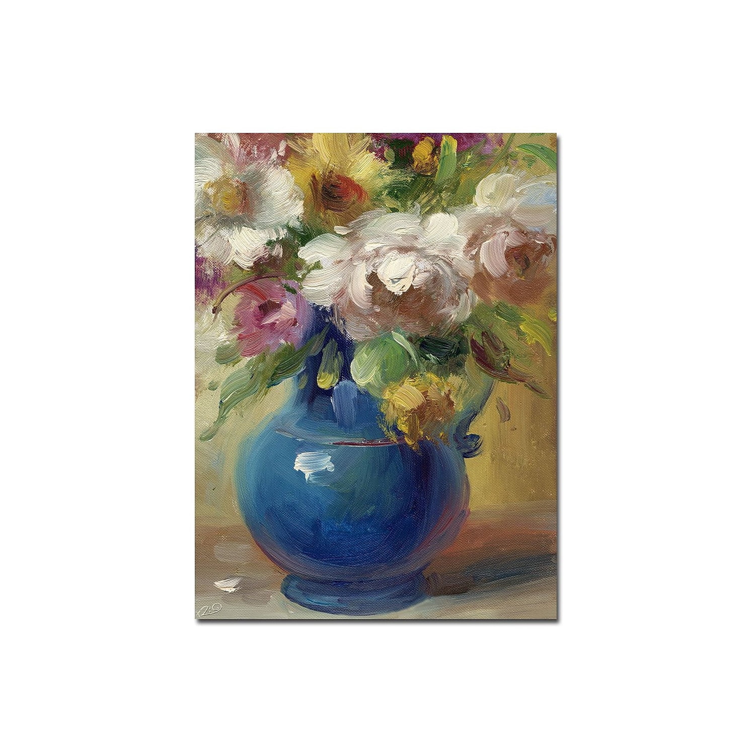 Trademark Fine Art "Flowers in a Blue Vase" Canvas Art