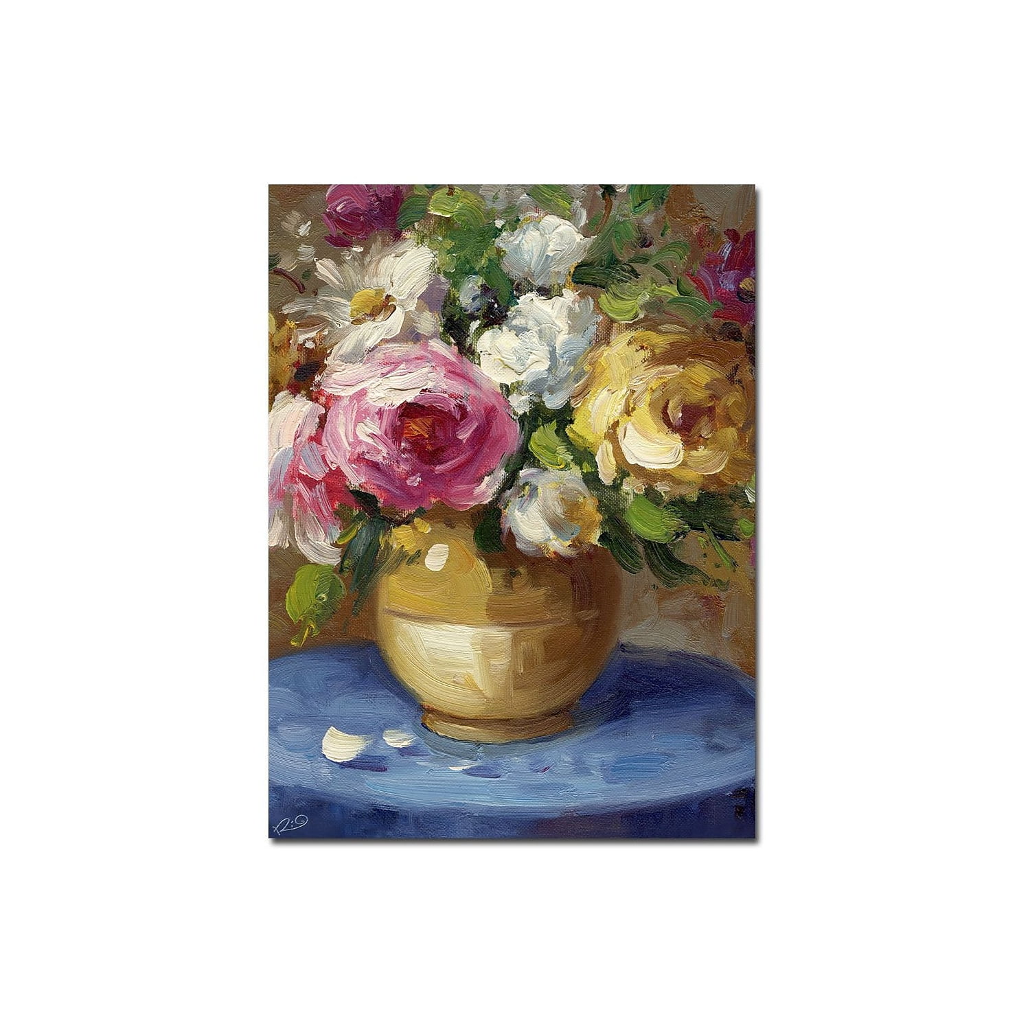 Trademark Fine Art "Flowers in a Gold Vase" Canvas Art