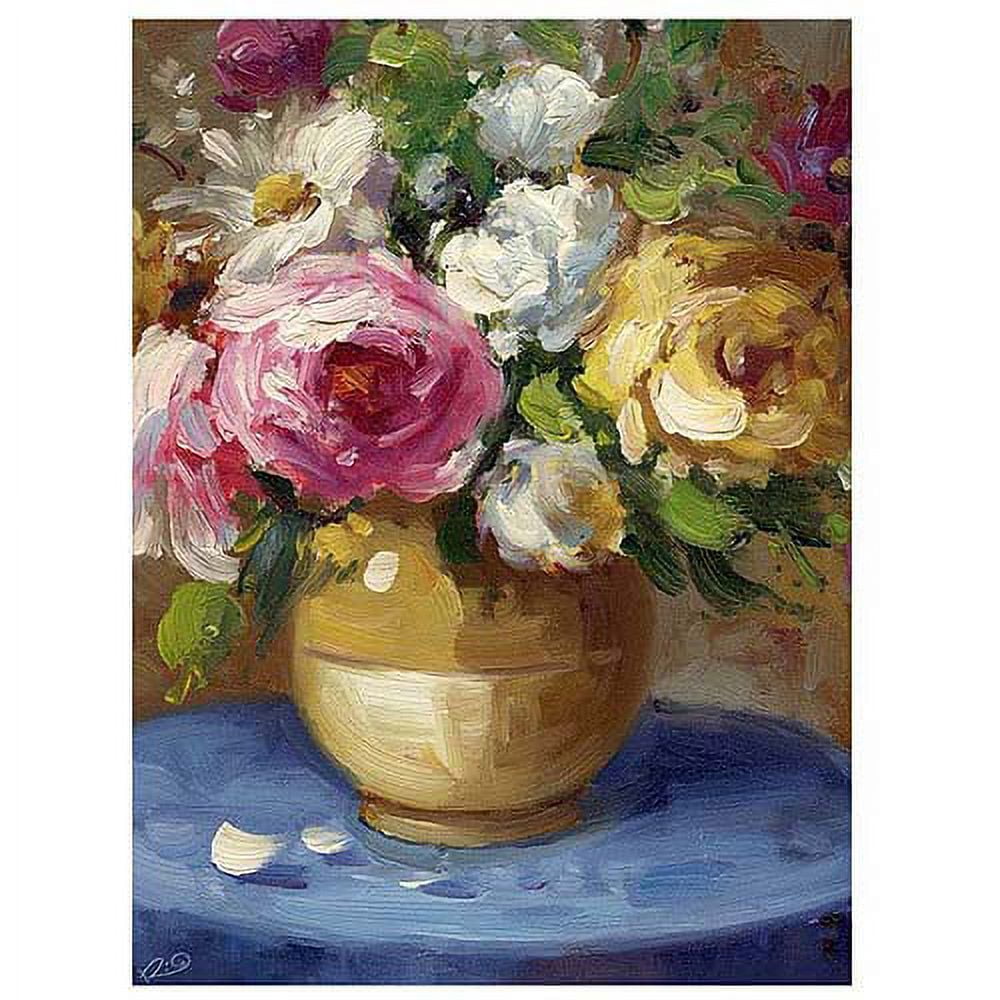 Large Gold Framed Floral Canvas Art with Wood Frame