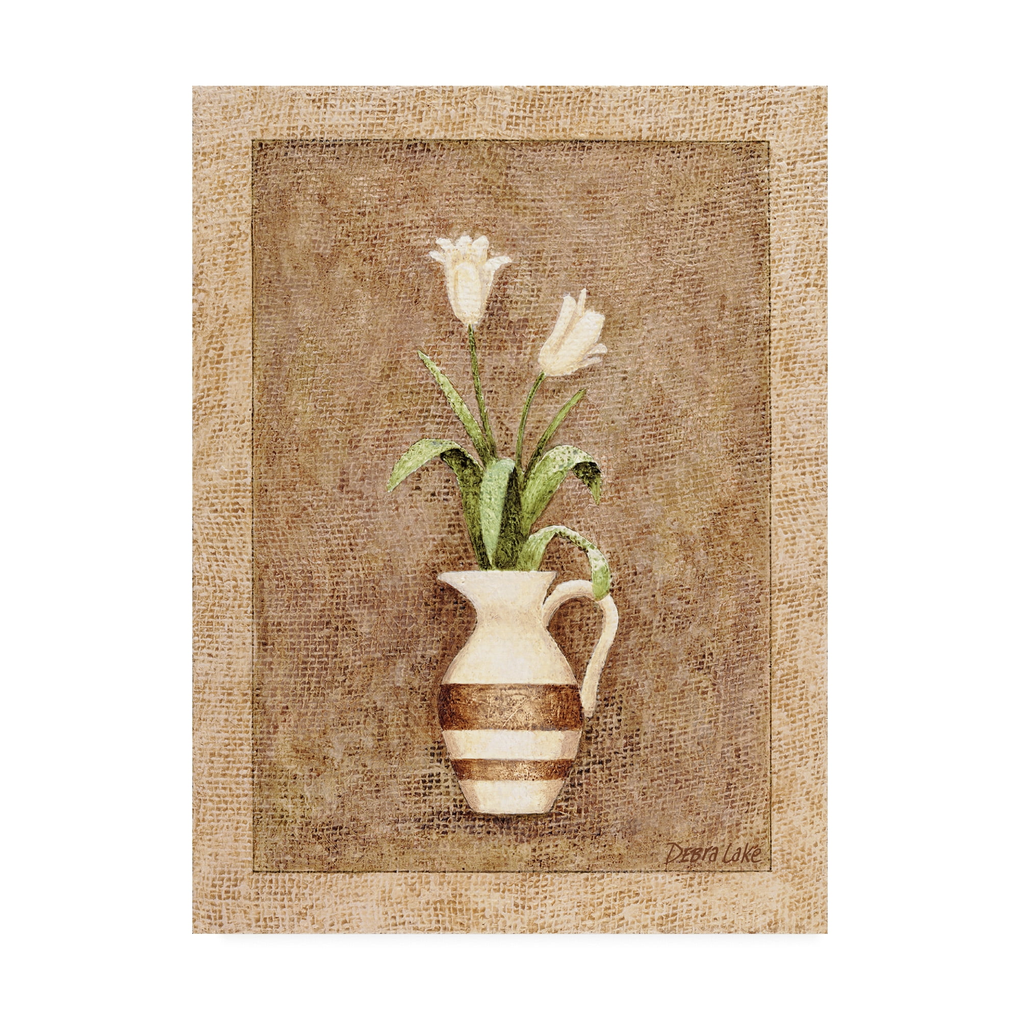 Trademark Fine Art 'Flowers in a Striped Vase' Canvas Art by Debra Lake
