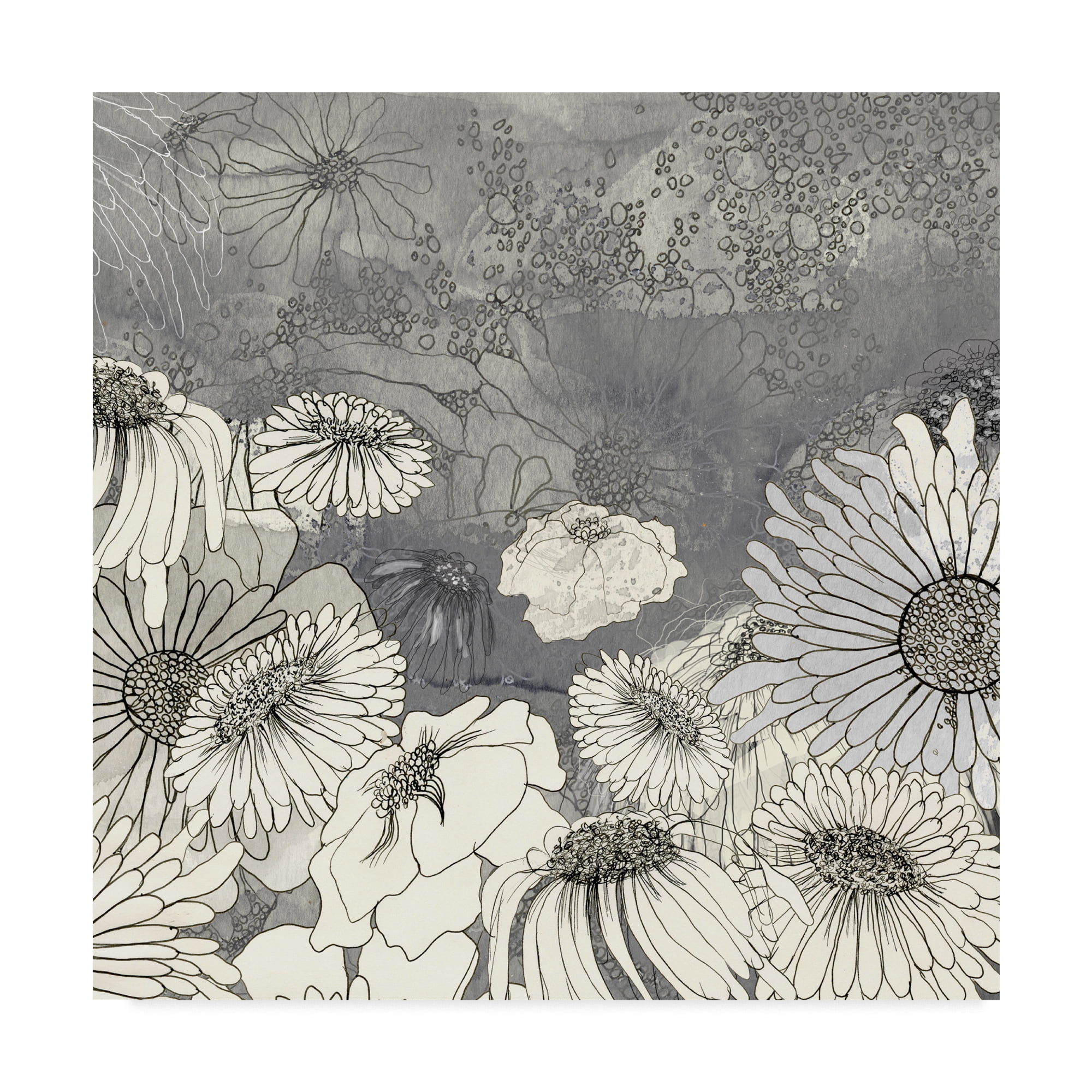 Trademark Fine Art 'Flowers on Grey I' Canvas Art by Ingrid Blixt