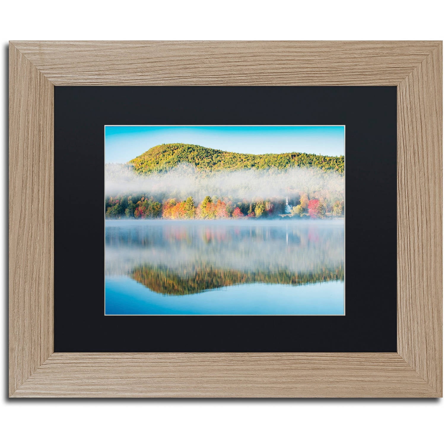 Trademark Fine Art "Fog On Crystal Lake" Canvas Art by Michael Blanchette Photography Black Matte, Birch Frame