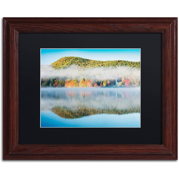 Trademark Fine Art "Fog On Crystal Lake" Canvas Art by Michael Blanchette Photography Black Matte, Wood Frame