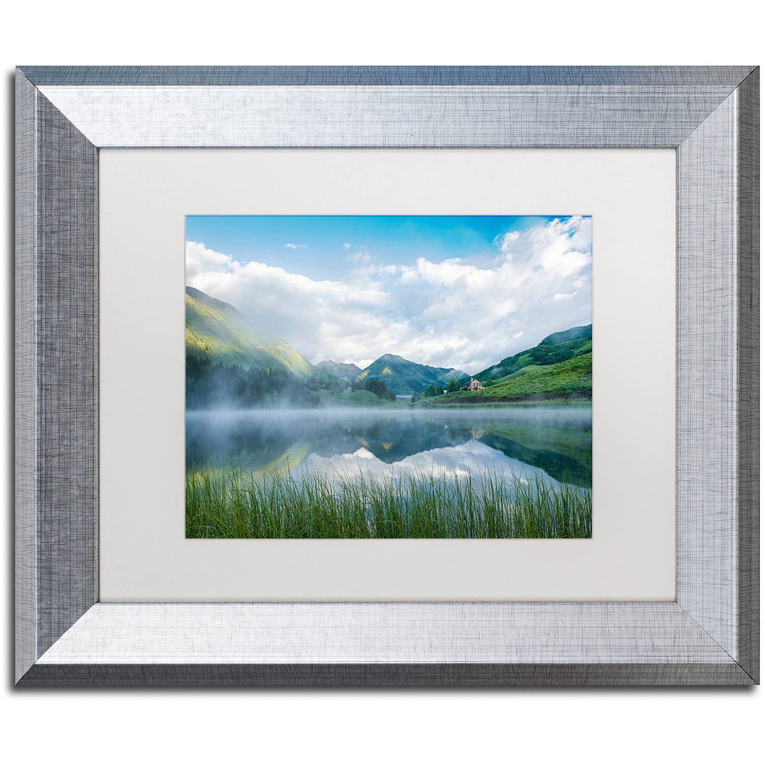 Trademark Fine Art "Fog in the Mirror" Canvas Art by Michael Blanchette Photography White Matte, Silver Frame
