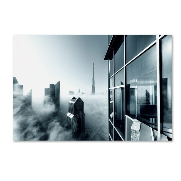 Trademark Fine Art 'Foggy City' Canvas Art by Naufal