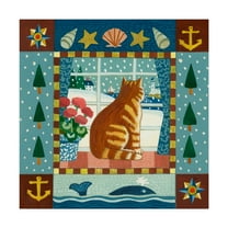 Trademark Fine Art 'Folk Art Cat Winter' Canvas Art by Geraldine Aikman