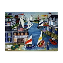 Trademark Fine Art 'Folk Art Sailing School' Canvas Art by Cheryl Bartley