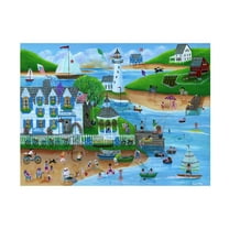 Trademark Fine Art 'Folk Art Summertime Fun at Seaport Inn' Canvas Art by Cheryl Bartley