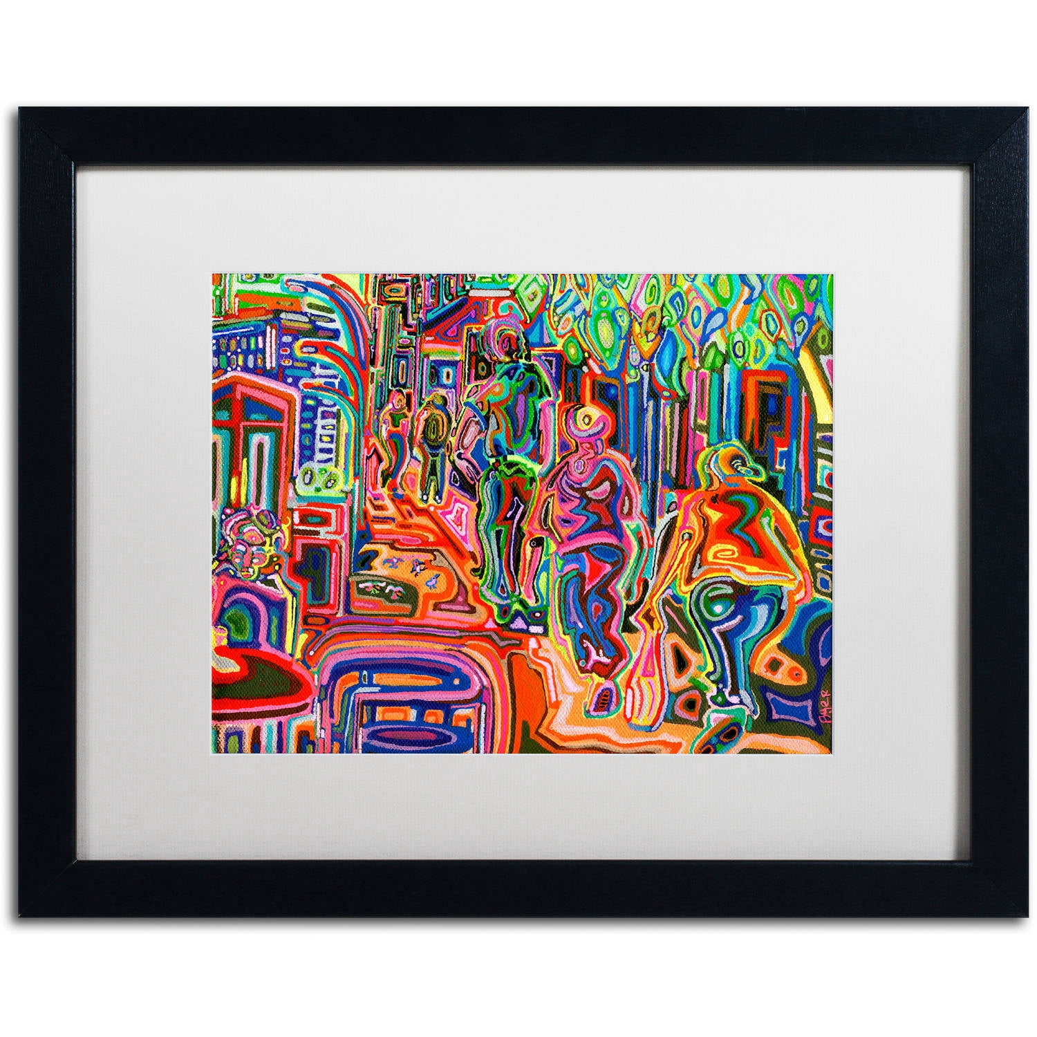 Trademark Fine Art "Folk" Canvas Art by Josh Byer, White Matte, Black Frame