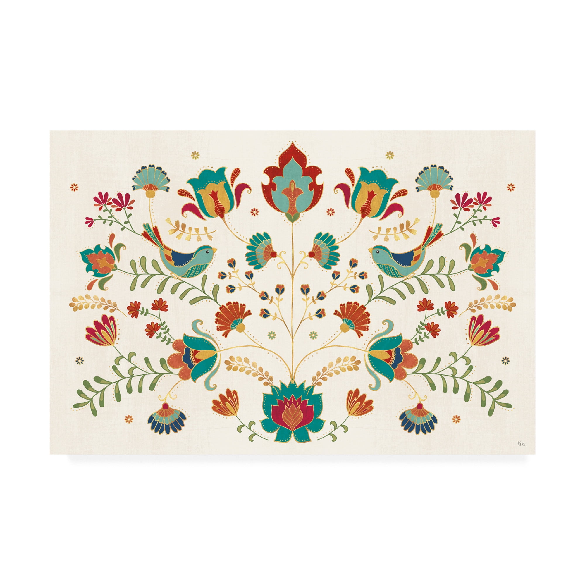 Trademark Fine Art 'Folk Floral 1' Canvas Art by Veronique Charron