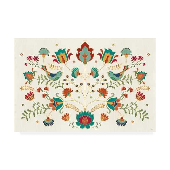 Trademark Fine Art 'Folk Floral 1' Canvas Art by Veronique Charron