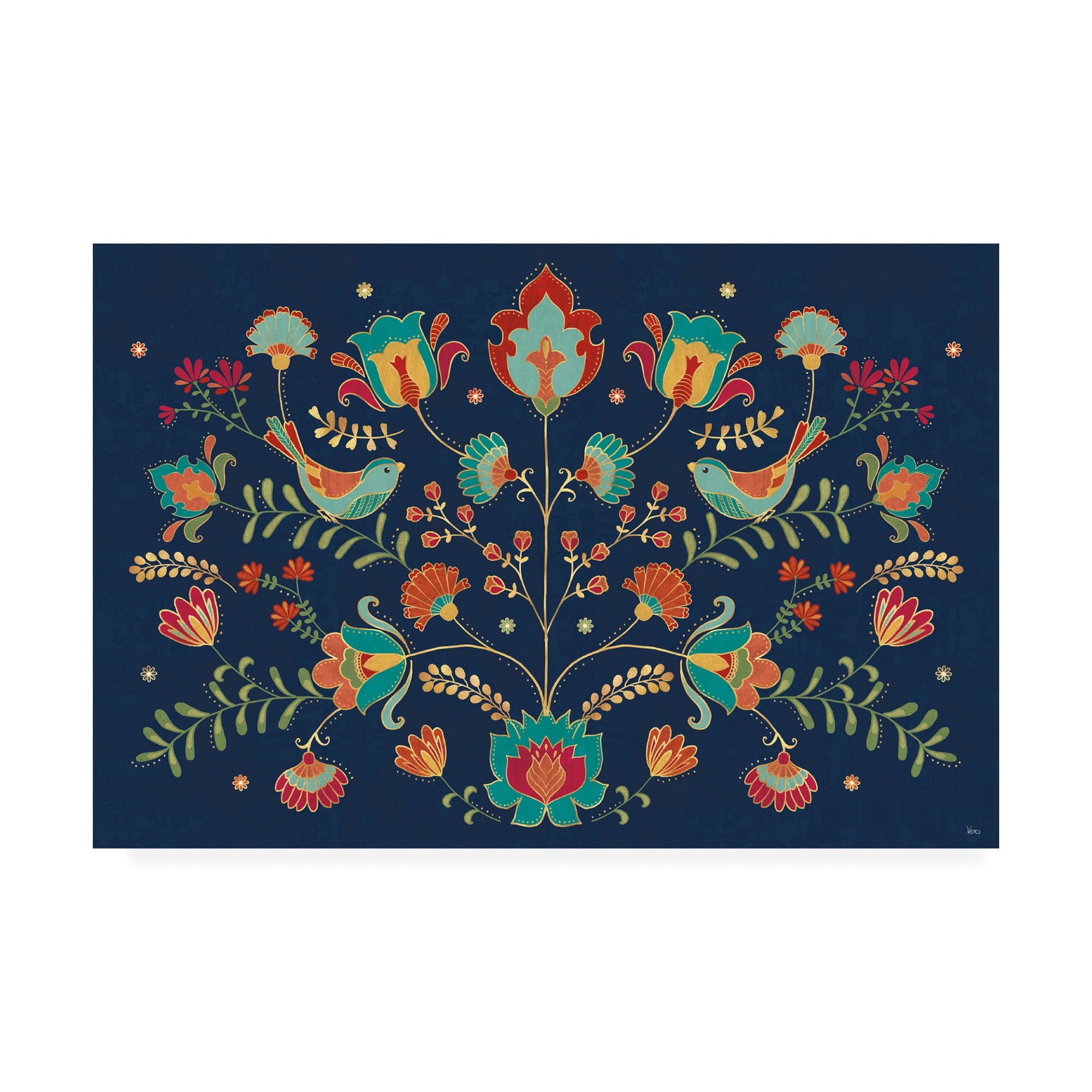 Trademark Fine Art 'Folk Floral 1 Dark' Canvas Art by Veronique Charron
