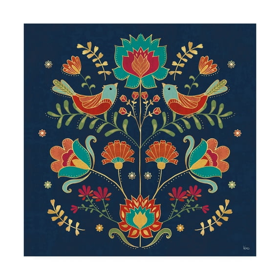 Trademark Fine Art 'Folk Floral 2 Dark' Canvas Art by Veronique Charron