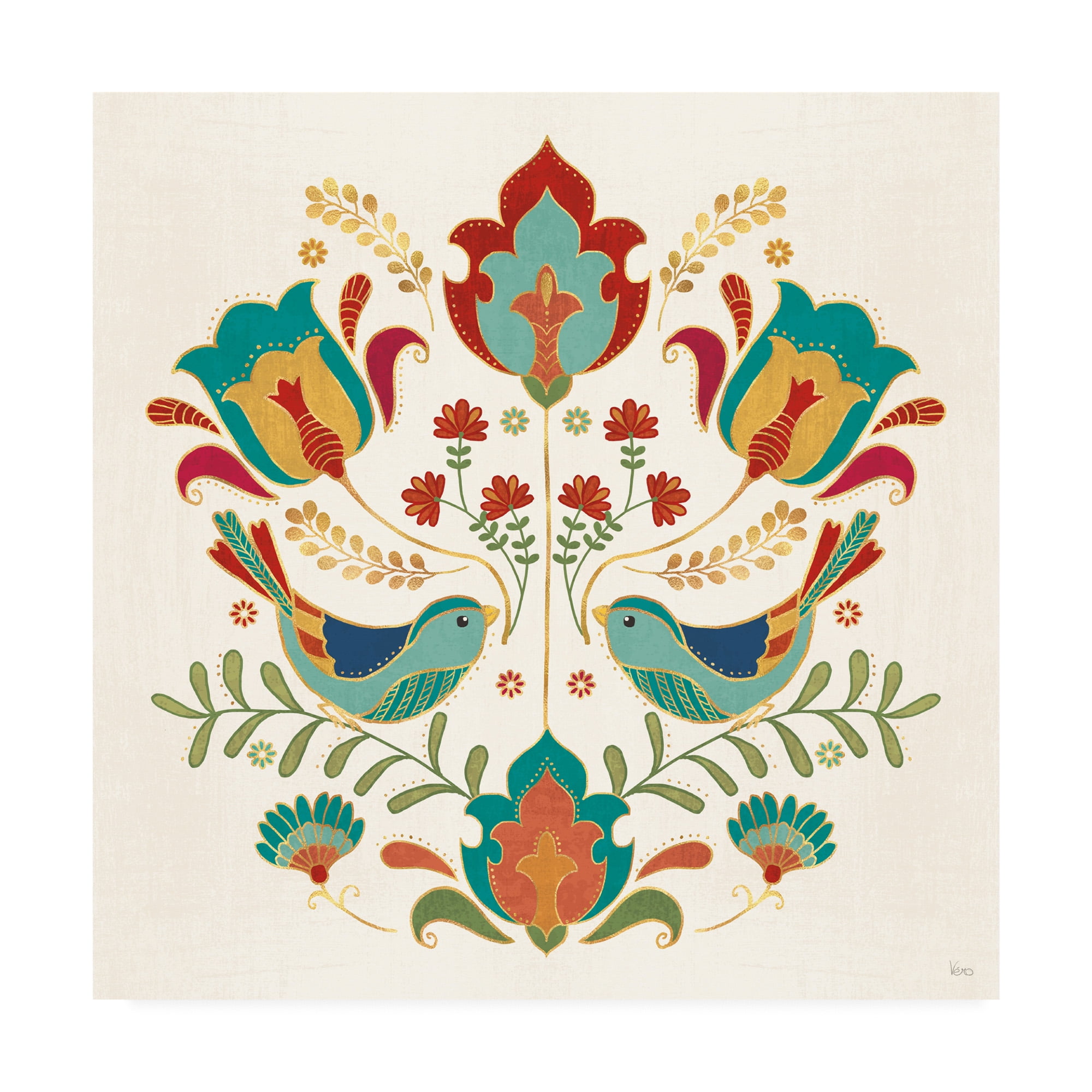 Trademark Fine Art 'Folk Floral 3' Canvas Art by Veronique Charron