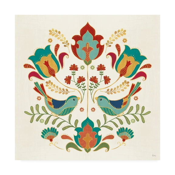 Trademark Fine Art 'Folk Floral 3' Canvas Art by Veronique Charron