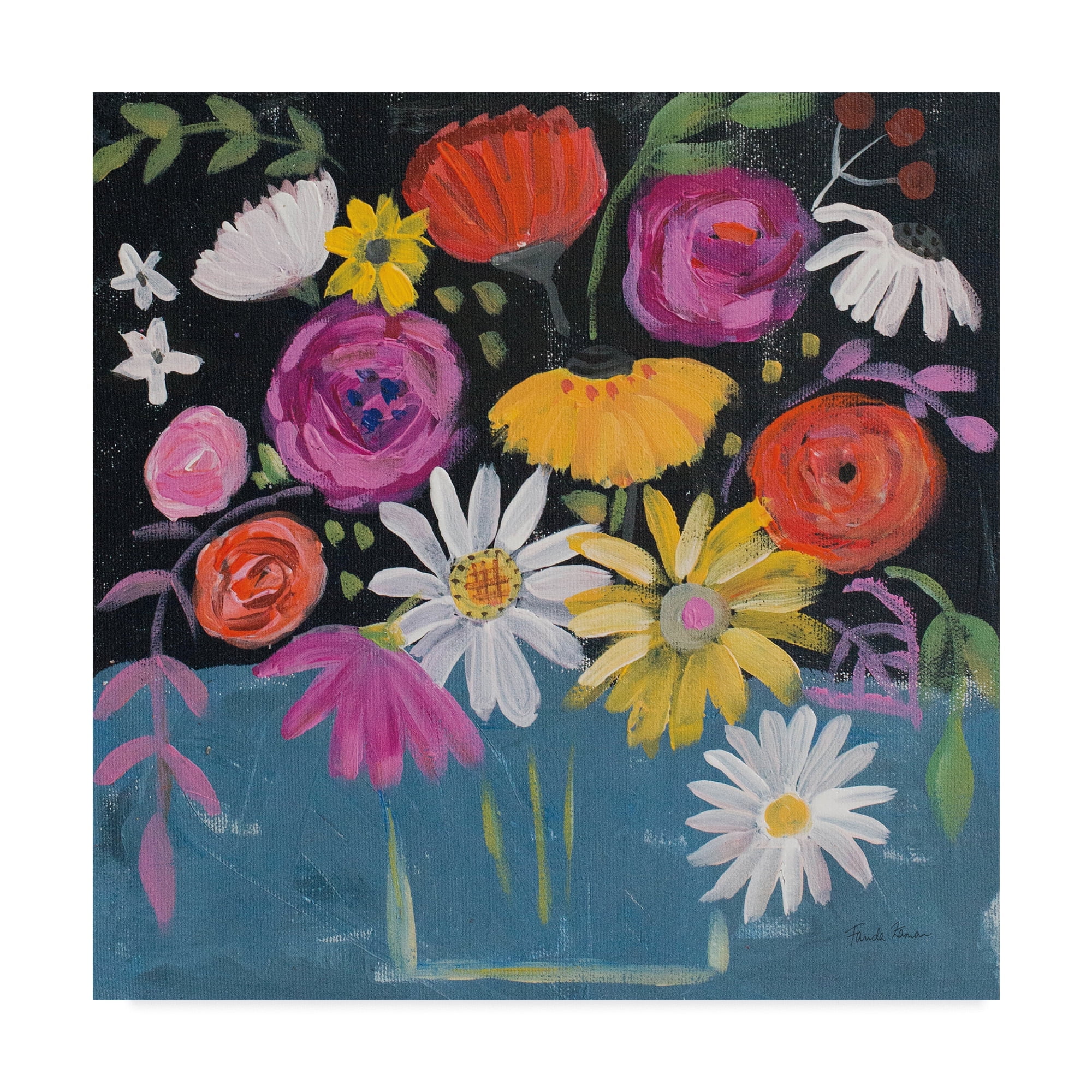 Trademark Fine Art 'Folk Floral II Colorful' Canvas Art by Farida Zaman