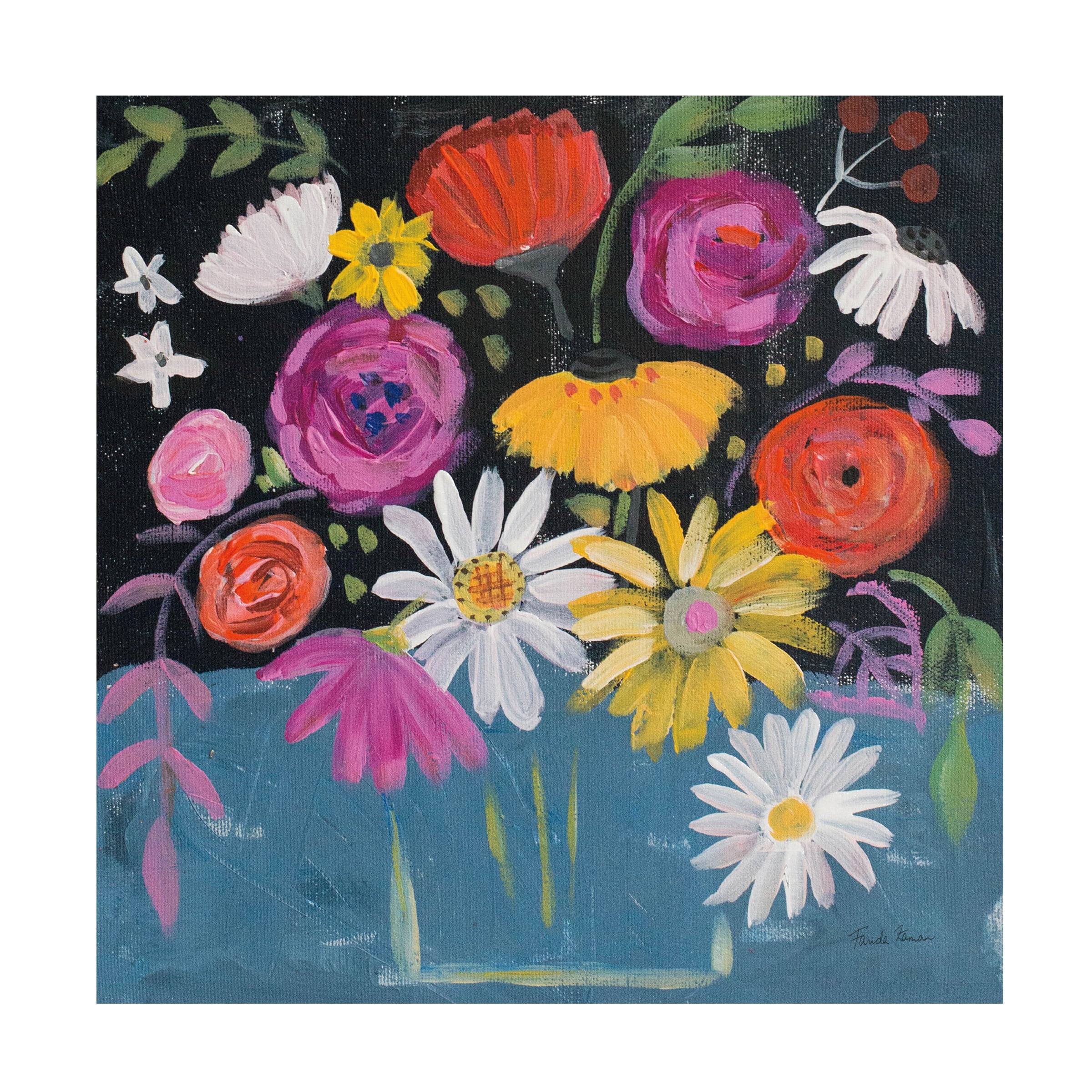 Trademark Fine Art 'Folk Floral II Colorful' Canvas Art by Farida Zaman