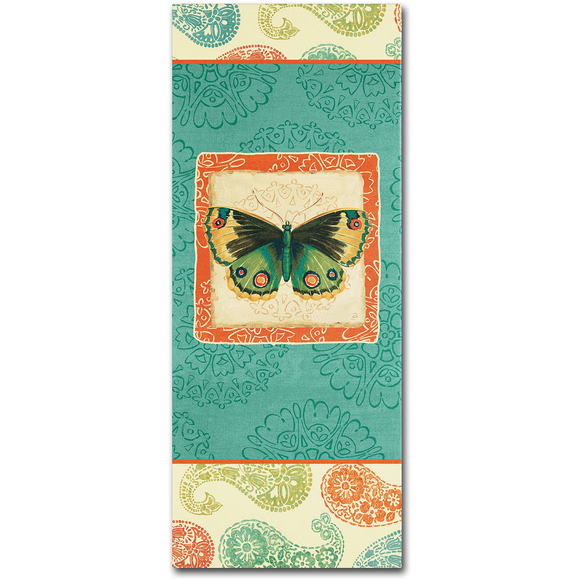 Colorful Butterfly Folk Floral Canvas Art by Daphne Brissonnet