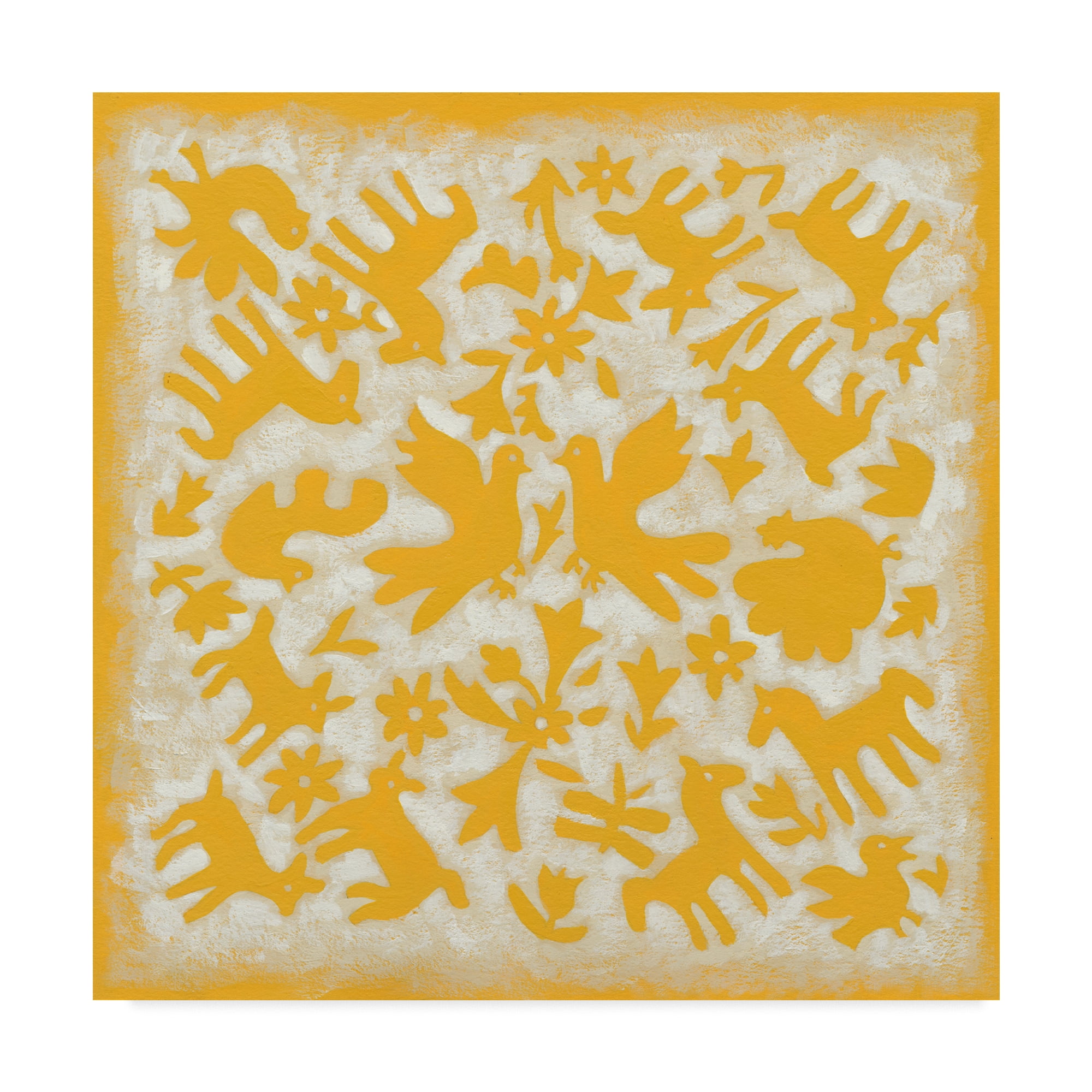 Trademark Fine Art 'Folk Story in Yellow' Canvas Art by Chariklia Zarris