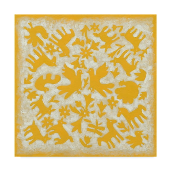 Trademark Fine Art 'Folk Story in Yellow' Canvas Art by Chariklia Zarris