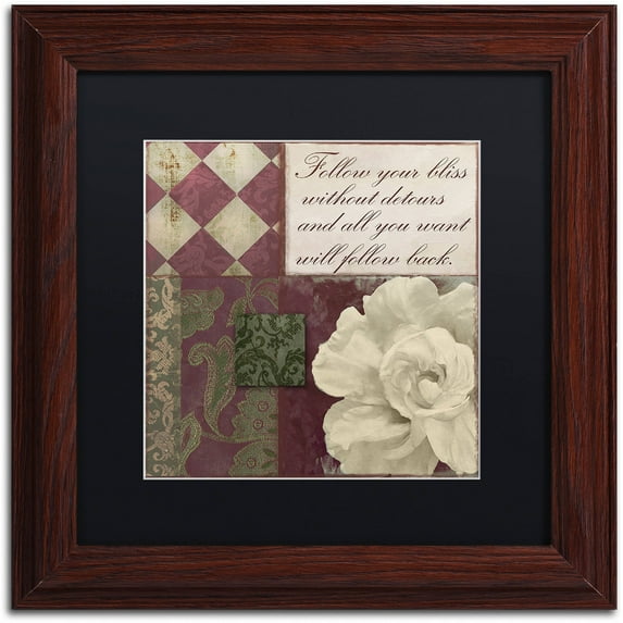 Trademark Fine Art "Follow Your Bliss" Canvas Art by Color Bakery Black Matte, Wood Frame