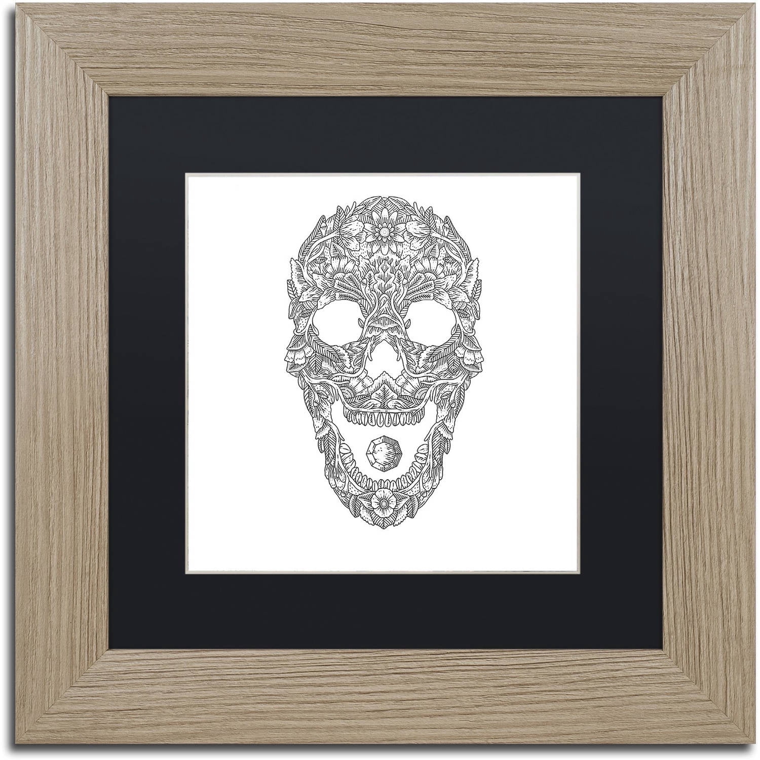 Trademark Fine Art "Forest Skull" Canvas Art by Filippo Cardu, Black Matte, Birch Frame
