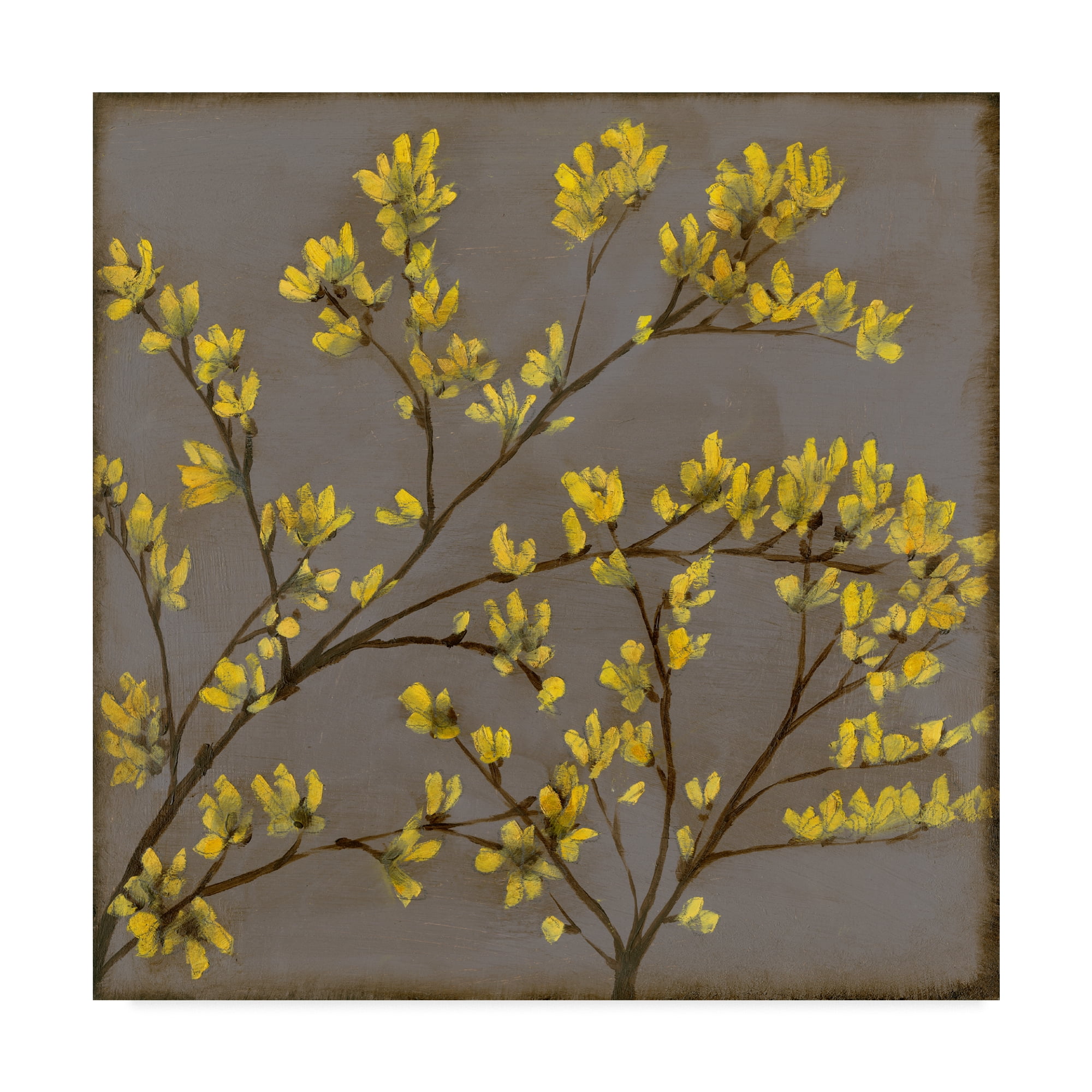 18" x 18" Yellow Floral Canvas Art with Wooden Frame