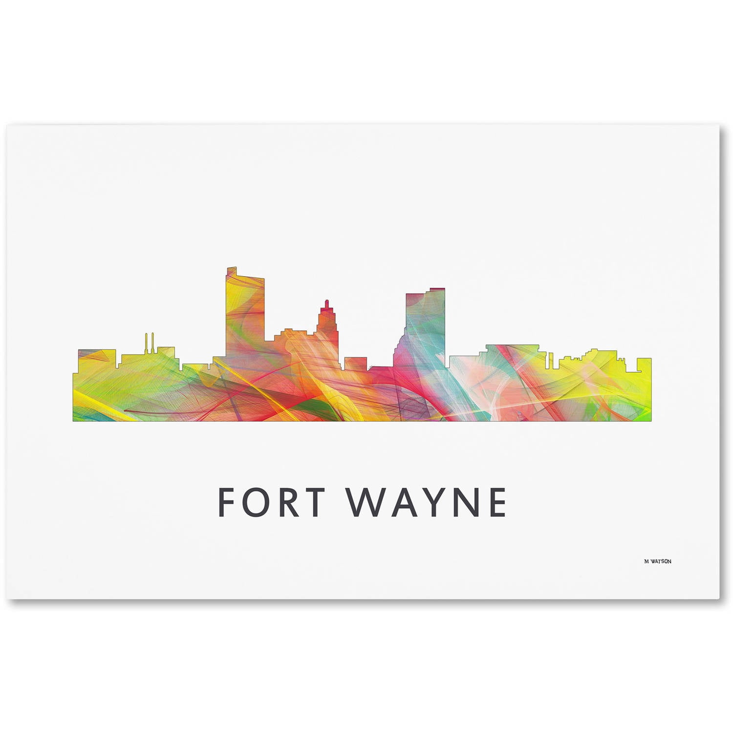 Trademark Fine Art 'Fort Wayne Indiana Skyline WB-1' Canvas Art by Marlene Watson