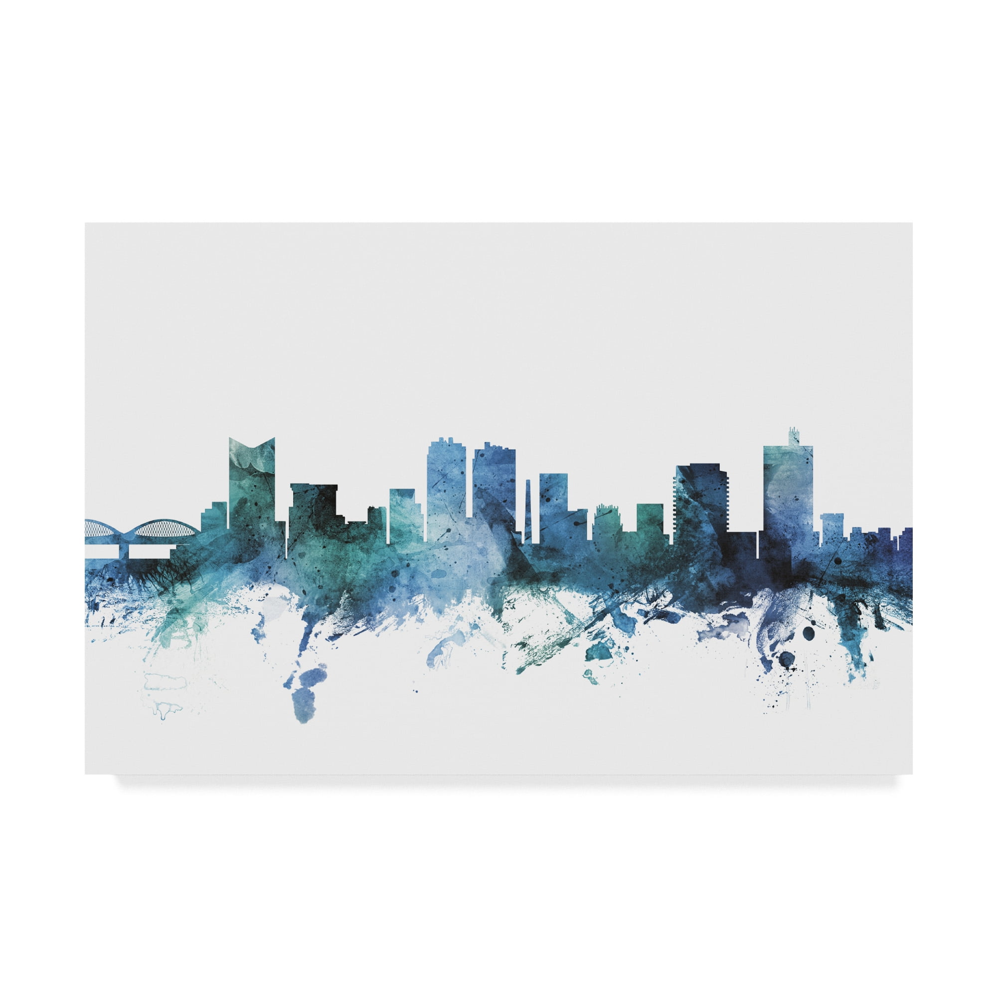 Trademark Fine Art 'Fort Worth Texas Blue Teal Skyline' Canvas Art by Michael Tompsett