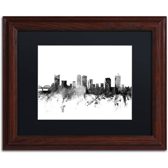Trademark Fine Art "Fort Worth Texas Skyline B&W" Canvas Art by Michael Tompsett, Black Matte, Wood Frame