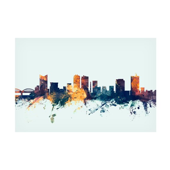 Trademark Fine Art Michael Tompsett Fort Worth Texas Skyline Blue Canvas Wall Art - 12x19