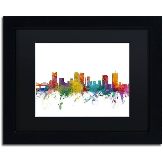 Trademark Fine Art 'Fort Worth Texas Skyline' Canvas Art by Michael Tompsett, Black Matte, Black Frame