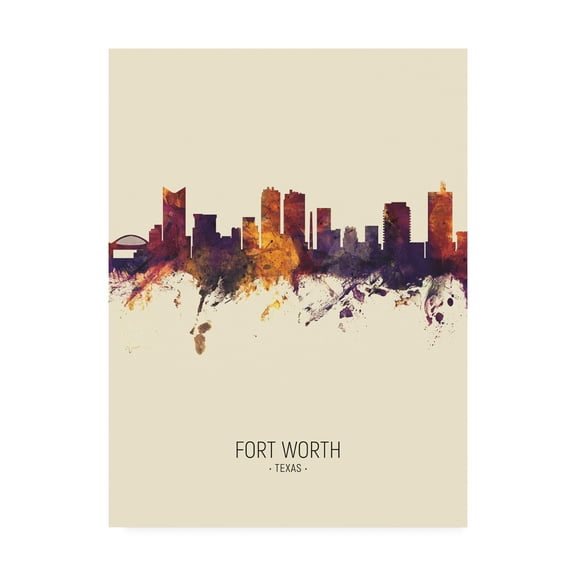 Trademark Fine Art 'Fort Worth Texas Skyline Portrait III' Canvas Art by Michael Tompsett
