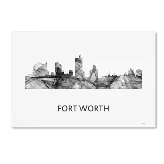 Trademark Fine Art 'Fort Worth Texas Skyline WB-BW' Canvas Art by Marlene Watson