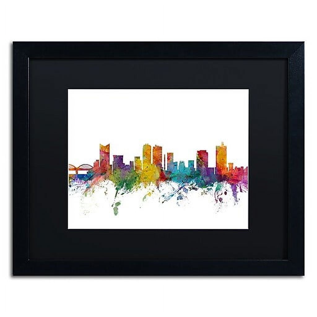 Trademark Fine Art ''Fort Worth Texas Skyline'' by Michael Tompsett 16' x 20' Black Matted Black Fra