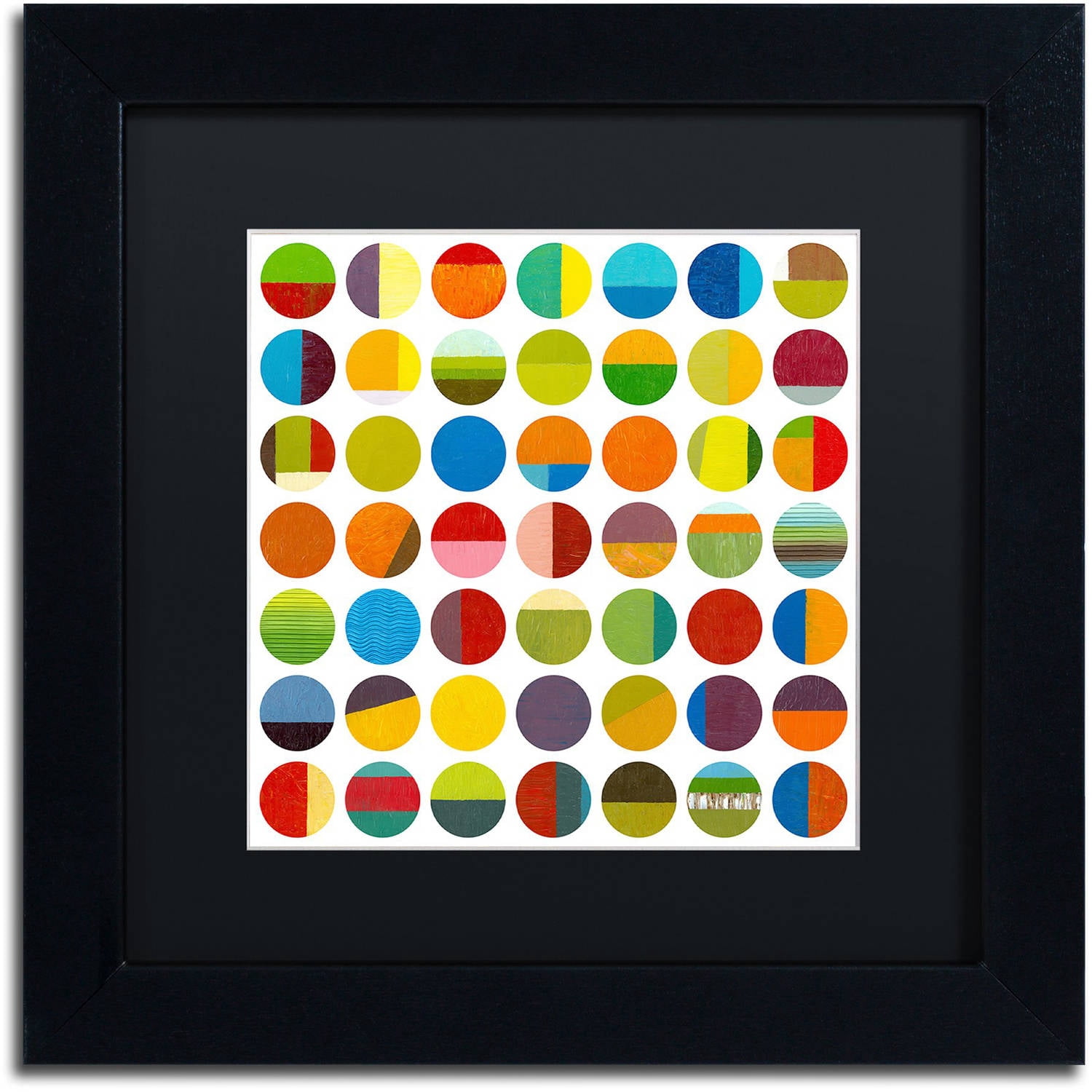 Trademark Fine Art "Forty Nine Circles" Canvas Art by Michelle Calkins, Black Matte, Black Frame