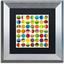 Trademark Fine Art "Forty Nine Circles" Canvas Art by Michelle Calkins, Black Matte, Silver Frame