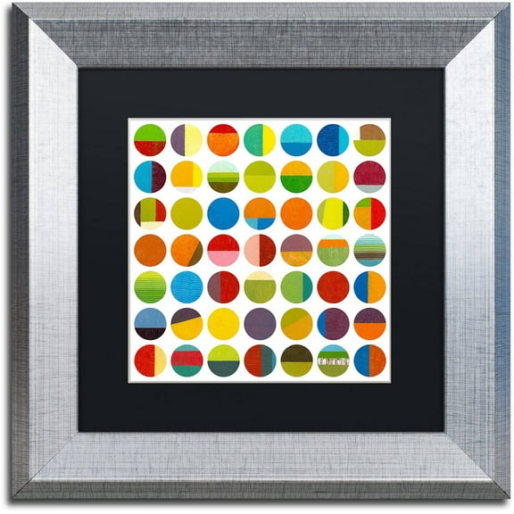 Trademark Fine Art "Forty Nine Circles" Canvas Art by Michelle Calkins, Black Matte, Silver Frame